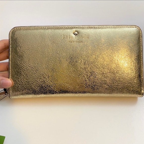 NWT Kate Spade long continental zip wallet - gold - Picture 4 of 7